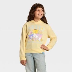 Hello Kitty and Friends Hooded Fleece Sweatshirt Light Yellow L NWT